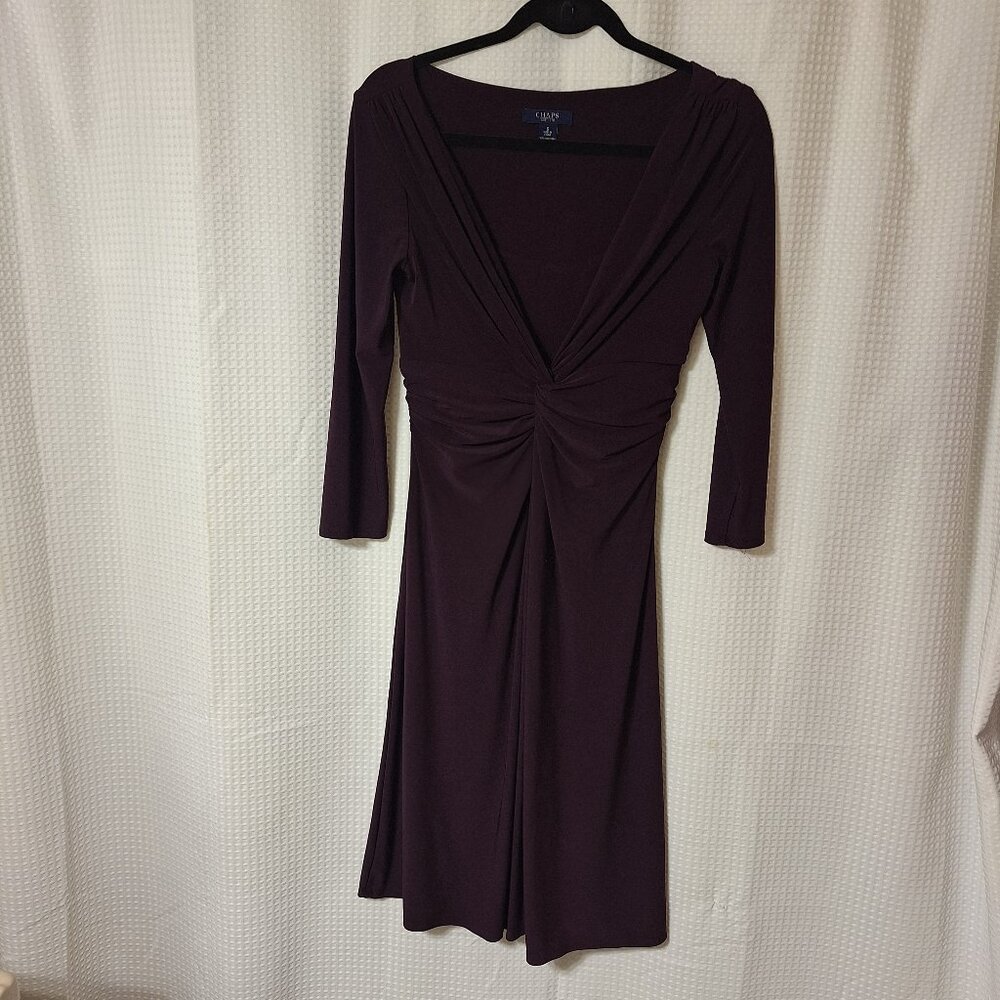 ✨ Chaps Purple-Aubergine Flare Dress – Size Small ✨
